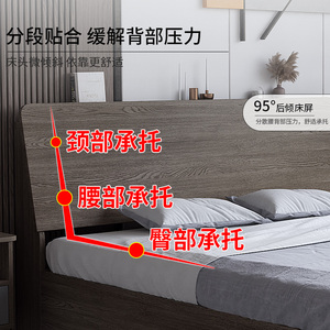 高档床现代简约1.5米板式双人床1.8单人出租房实木床架储物床榻榻