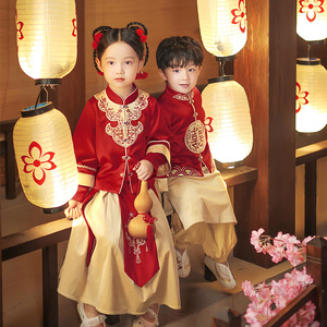 【西子问】儿童礼服花童中式红色喜庆婚礼男女表演服套装喜结良缘