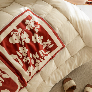 繁花现代轻奢红色抱枕两用被子沙发客厅盖被汽车抱枕被新年礼物