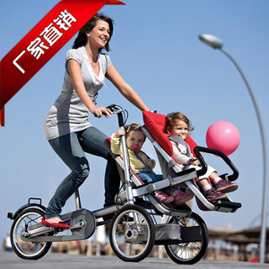 可反向骑行母子车母婴亲子车便携折叠高景观三轮育儿自行车