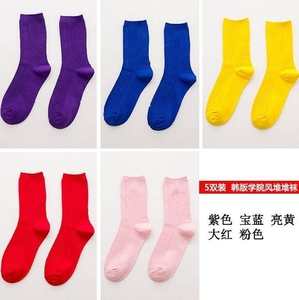 新款棉袜子咖色超长女孩紫色复古枣红色袜筒潮流堆堆袜袜中筒潮人