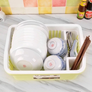 。碗柜塑料装碗筷收纳盒收纳箱厨房带盖沥水放碗架碗碟收纳架置物