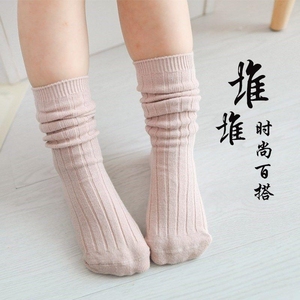 。时宝宝堆堆袜棉秋冬男女童中长筒袜小孩婴儿半截袜1-10岁儿童袜