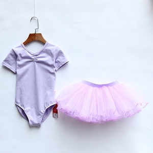 幼儿儿童舞蹈服女童练功服跳舞训练公主夏天半袖粉色服装小女孩