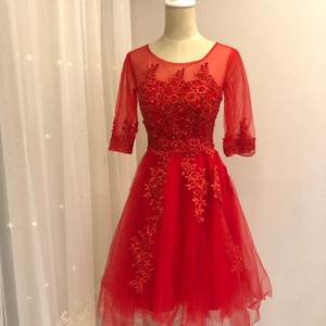 新娘敬酒服女款红色连衣裙婚纱礼服2021新款夏短款小个子结婚绑带