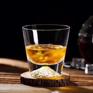 日本富士山玻璃杯江户硝子家用创意耐热雪山杯水晶樱花威士忌酒杯