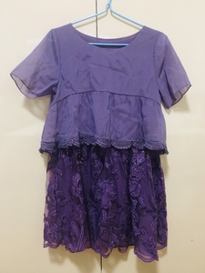 卓拉2023夏新款专柜正品紫色刺绣欧根纱连衣裙韩版