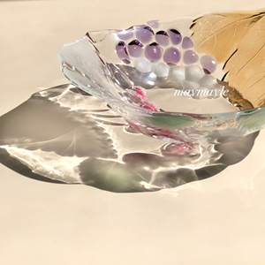 【恋旧Garden】日本 Vintage 葡萄浆果 soga 浮雕水晶 玻璃碗盘