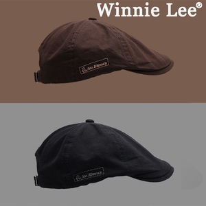 Winnie Lee复古前进帽男士贝雷帽女短檐鸭舌帽水洗做旧画家八角帽