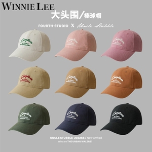 Winnie Lee帆布棒球帽男女纯色大头围鸭舌帽小众设计圆脸大脸帽子