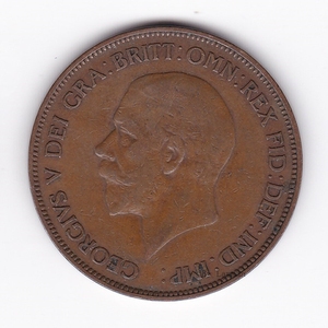 英国 乔治五世 小头版 一便士 大铜币 1935年 直径31mm