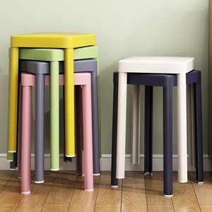 塑料凳子加厚方凳家用可叠放餐桌板凳现代创意胶凳子北欧吃饭椅子