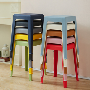 塑料凳子成人家用餐桌高板凳现代简约时尚创意北欧方凳客厅椅子