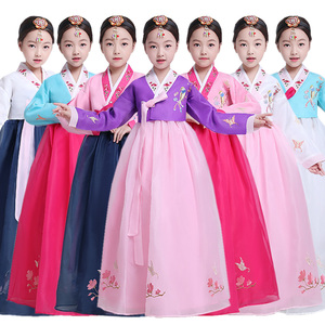 韩国小孩传统古装改良儿童女童韩服女宝宝童装朝鲜族国庆演出服装