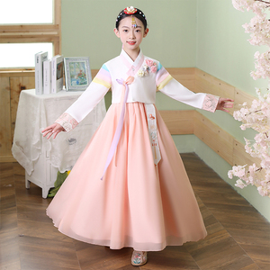 韩国小孩传统古装改良儿童女童韩服女宝宝童装朝鲜族元旦演出服装