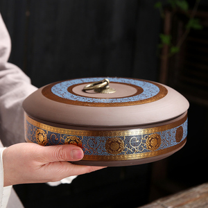 紫砂茶叶罐陶瓷大号码密封存醒茶罐白茶普洱茶盒茶饼罐茶叶收纳盒