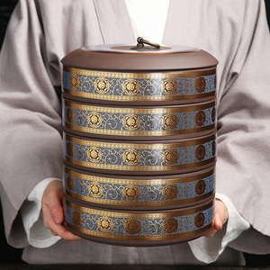 紫砂普洱茶饼罐陶瓷大号可叠加茶盒茶叶包装收纳盒醒茶罐茶具家用