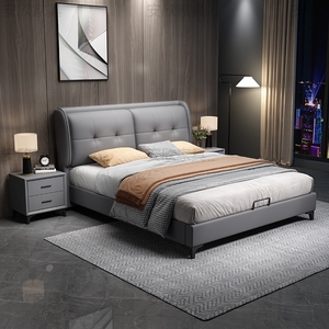 轻奢免洗科技布床现代简约1.8双人床意式主次卧储物1.5米猫爪皮床