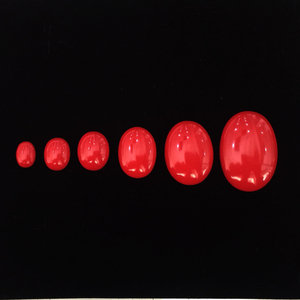 红色高仿珊瑚戒面藏族式配饰戒指首饰红宝石裸石未镶嵌平底椭圆形