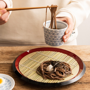 日本进口树脂荞麦面盘日式冷面餐具圆形凉面盘乌冬面蘸料碗汤杯