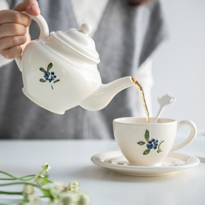 日本进口Studio M复古蓝莓红茶杯咖啡杯英式下午茶茶具陶瓷茶壶