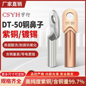 DT-50mm平方本色镀锡铜鼻子铜接头线耳堵油式冷压电线电缆接线头