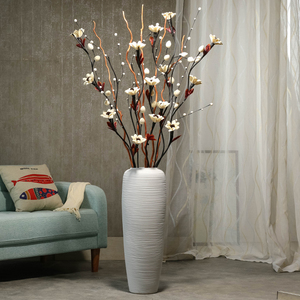 现代简约客厅北欧落地花瓶大号陶瓷干花装饰欧式插花摆件白色花瓶