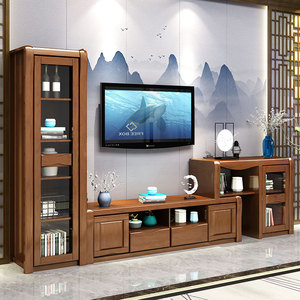 实木电视柜茶几套装客厅家用两米小户型高低柜矮柜高柜组合墙柜