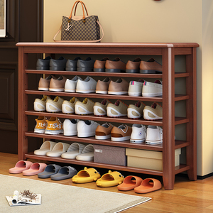 全实木鞋架开放式家用玄关多层大容量收纳鞋柜入户进门收纳置物架