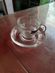 玻璃咖啡杯 小号玻璃带把奶茶杯品茶花茶杯无铅耐热杯碟套装包邮