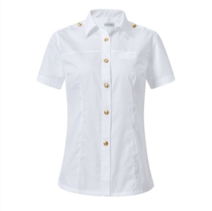 包邮乘务员铁路衬衣铁路纯色女短袖铁路制服工装高铁白衬衣短款
