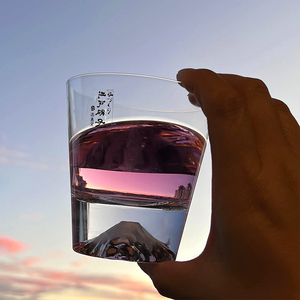 日本进口田岛硝子富士山杯江户硝子手工玻璃杯水杯茶杯威士忌酒杯