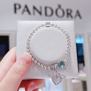 正品Pandora潘多拉冰蓝之翼天使ZT2352纯银串珠子手链女轻奢小众