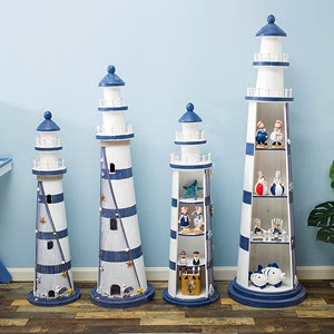 地中海洋风格木质灯塔摆件家居装饰品创意拍摄道具摆设海边纪念品