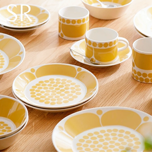芬兰Arabia Sunnuntai黄色星期天陶瓷餐具汤饭碗盘子咖啡杯马克杯