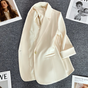 米白色薄款西装外套女2023年夏季新款设计感休闲一粒扣小众西服潮
