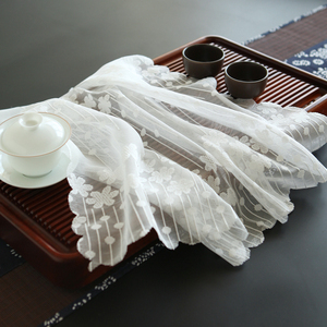 唯米99蕾丝家用防尘罩茶台茶具茶托盘长方形防灰尘遮盖巾茶海盖布
