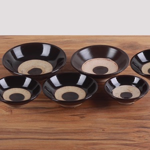 土陶粗碗土碗中式黑色仿古酒碗道具碗火锅调料碗特色农家碗包邮