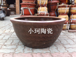 宜兴陶瓷水缸 300斤容量粗陶缸 装水 造景养睡莲 养鱼
