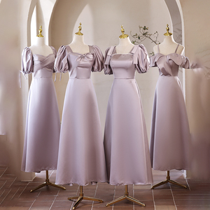 紫色伴娘服礼服夏季仙气小众2024新款姐妹团伴娘裙礼服订婚森系女