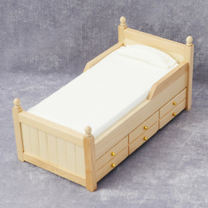 DollHouse娃娃屋BJD微缩模型OB11袖珍家具卧室白色古典床带抽屉
