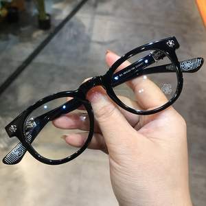 简丹剋萝心潮百搭眼镜框复古时尚超轻板材圆形大框眼镜架近视平光