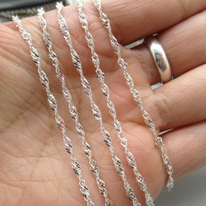 s925纯银水波散链半成品链手工DIY饰品配件链条链子手工串珠材料