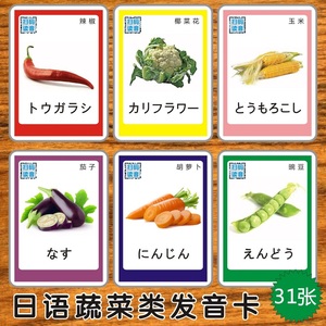日语发音读声单词卡片日文蔬菜类学习闪卡宝宝启蒙幼儿园教师教具