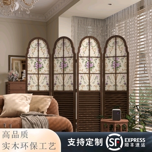 现代美式欧式入户屏风隔断客厅装饰遮挡玄关折叠移动百叶窗折屏