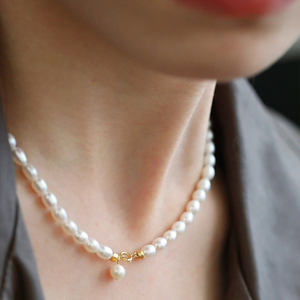 【小米粒三代】天然淡水珍珠项链强光S925纯银时尚法式锁骨链女款