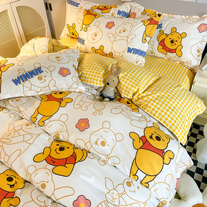 四件套维尼小熊迪士尼被罩被套床单款韩式寝室单双人韩式卡通床品
