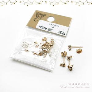 3mm豆豆钉日本贵和kiwa手工配件耳钉五对DIY黄铜不锈钢镀金色银色