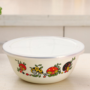 欧丽家搪瓷碗汤盆饺子馅料盆猪油碗带盖家用厨房带盖搅拌碗盆