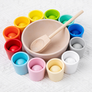 蒙氏球和杯子早教儿童益智玩具颜色认知配对分类小孩启蒙教具勺子